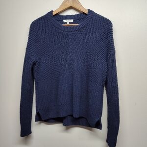 Madewell Chunky Knit Sweater Women Size XXS Navy Blue 100% Cotton Preppy